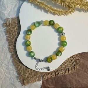 Green-Yellow Beaded Bracelet with extension chain